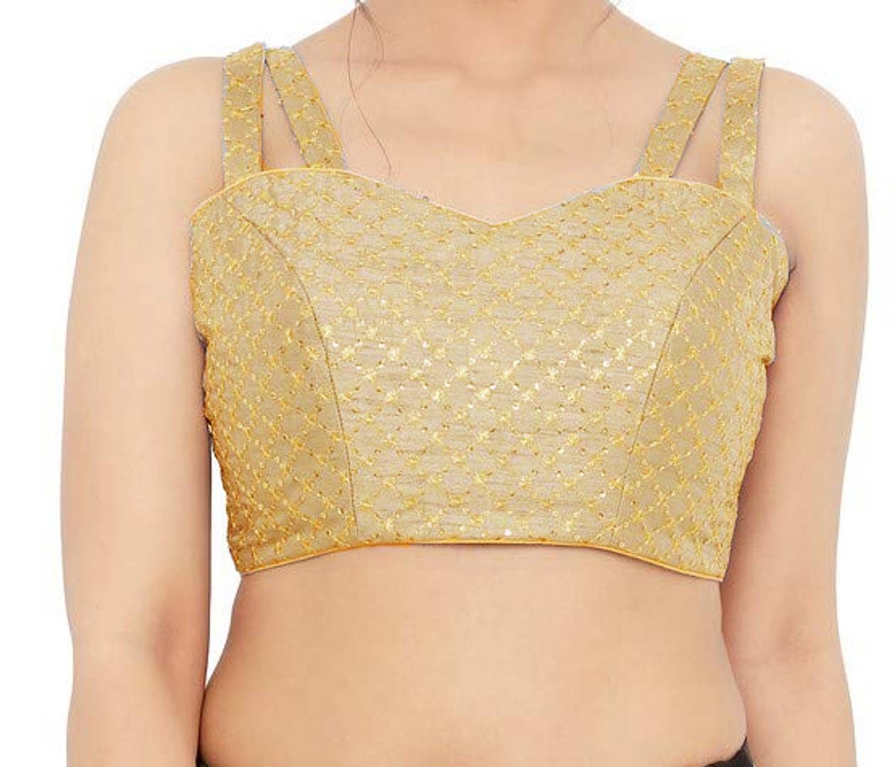 Heart Neck Sequence Embroidered Stitched Blouse