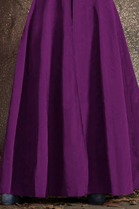 Stylish Taffeta Satin Purple Embroidered Full Sleeves Gown For Women