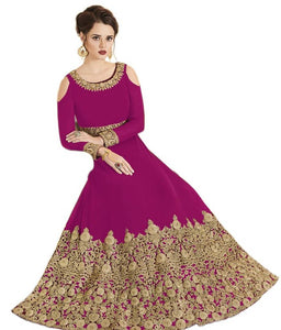Attractive Georgette Embroidered Semi Stitched Ethnic Gown