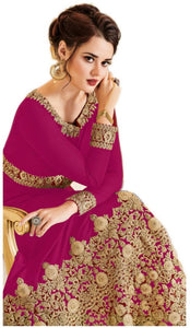 Attractive Georgette Embroidered Semi Stitched Ethnic Gown