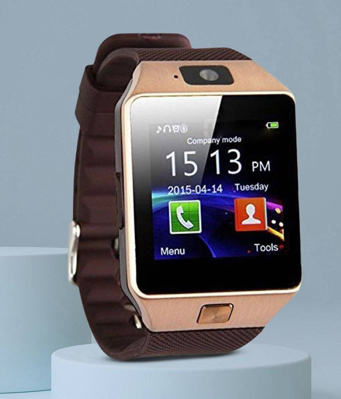 Omkart DZ09 Fitness Tracker Bluetooth & Smartwatch Brown Strap Regul
