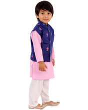 Load image into Gallery viewer, Kid Boys Cotton Kurta Bottom with Embroidered Jacket