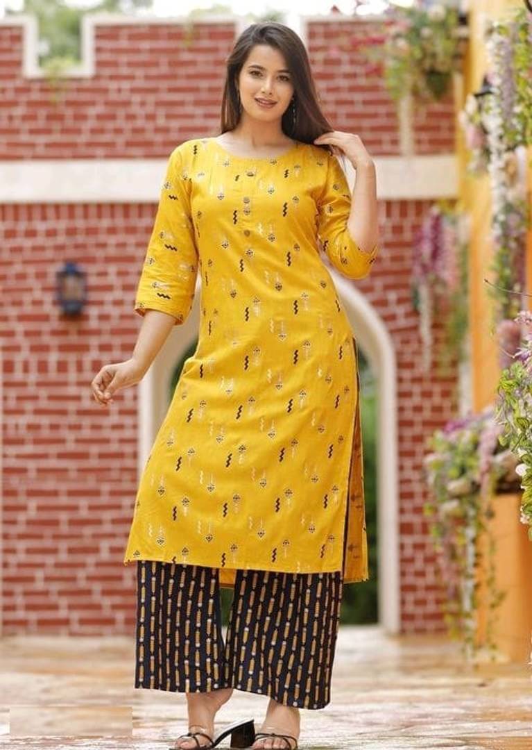 Rayon Printed Kurta With Palazzo Set