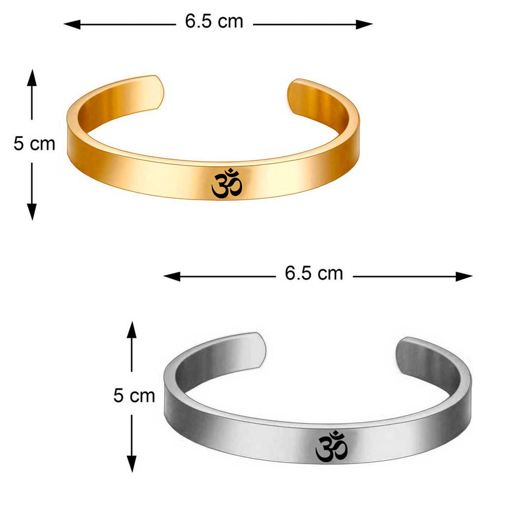 OM Kada Brecelet Charm Traditional Gold And Silver Plated Set of 2