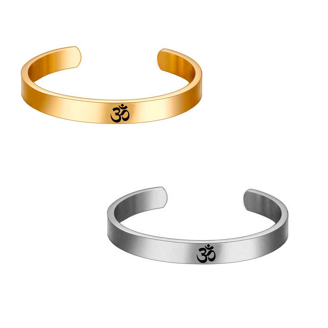 OM Kada Brecelet Charm Traditional Gold And Silver Plated Set of 2