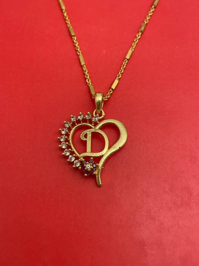 D HARTS SHAPE  Letter mangalsutra Alphabet Name Gold Plated New Collection Pendant Locket For Girls/Women Gold-plated Alloy Latest Style Design New Model Mangalsutras Alloy Mangalsutra