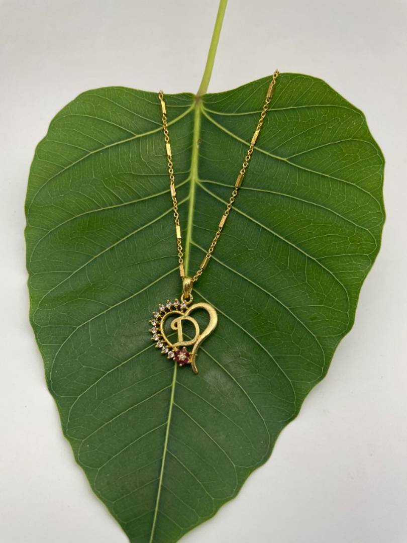 D HARTS SHAPE  Letter mangalsutra Alphabet Name Gold Plated New Collection Pendant Locket For Girls/Women Gold-plated Alloy Latest Style Design New Model Mangalsutras Alloy Mangalsutra