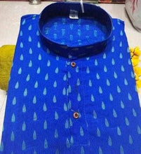 Load image into Gallery viewer, Stylish Blue Cotton Printed Design Knee Length Kurtas For Men And Boys