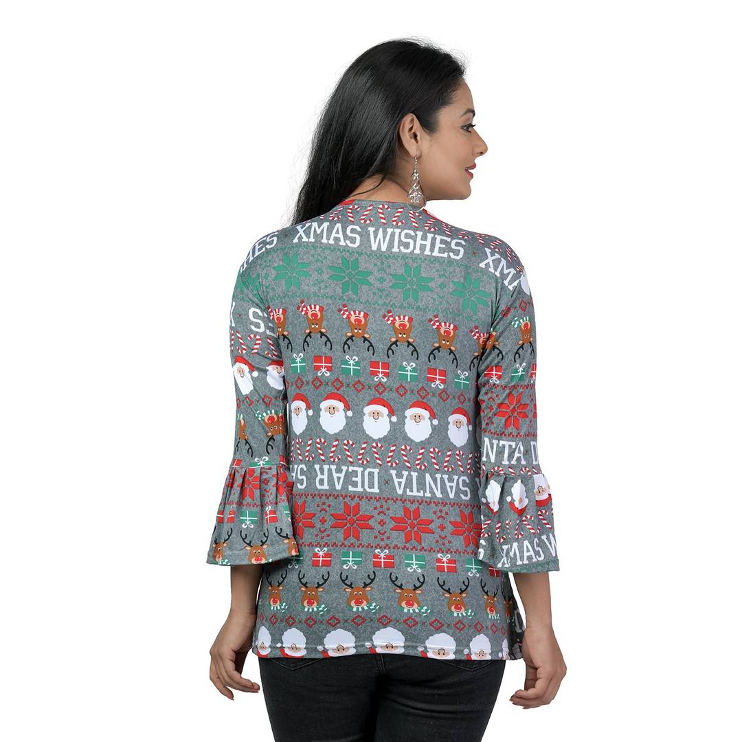 Elegant Multicoloured Lycra Floral Print Women Tops with with a Free Key Ring