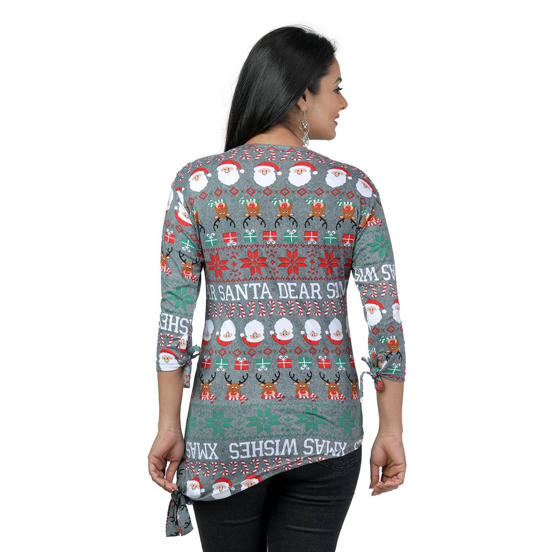 Elegant Multicoloured Lycra Floral Print Women Tops with with a Free Key Ring