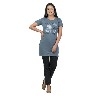Elegant Blue Polycotton Printed Women Tops with with a Free Key Ring