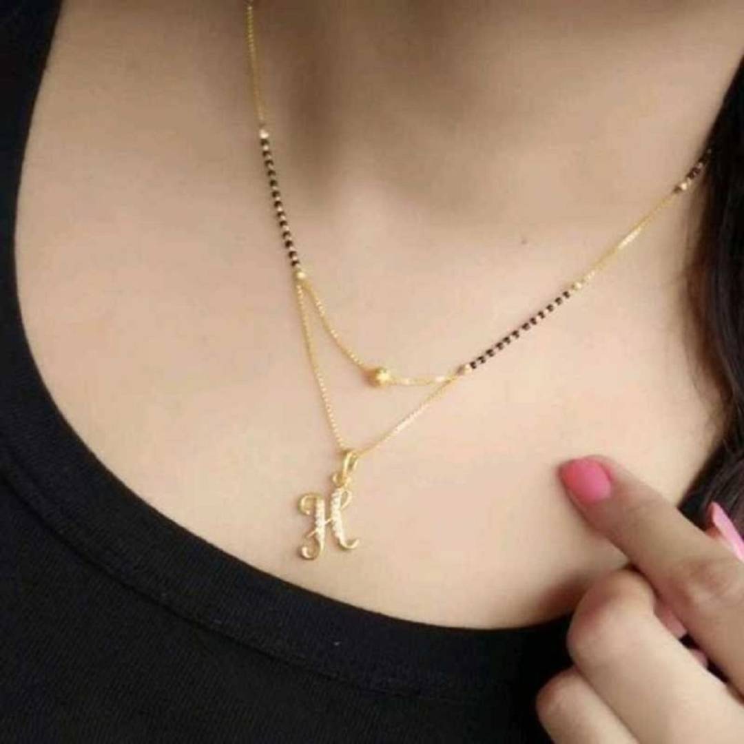 H  letter mangalsutra gold plated pendant locket for girls/women alloy design new model 18 INCH short-long stylish Traditional fashionable chain alphabet name mangalsutras Alloy Mangalsutra