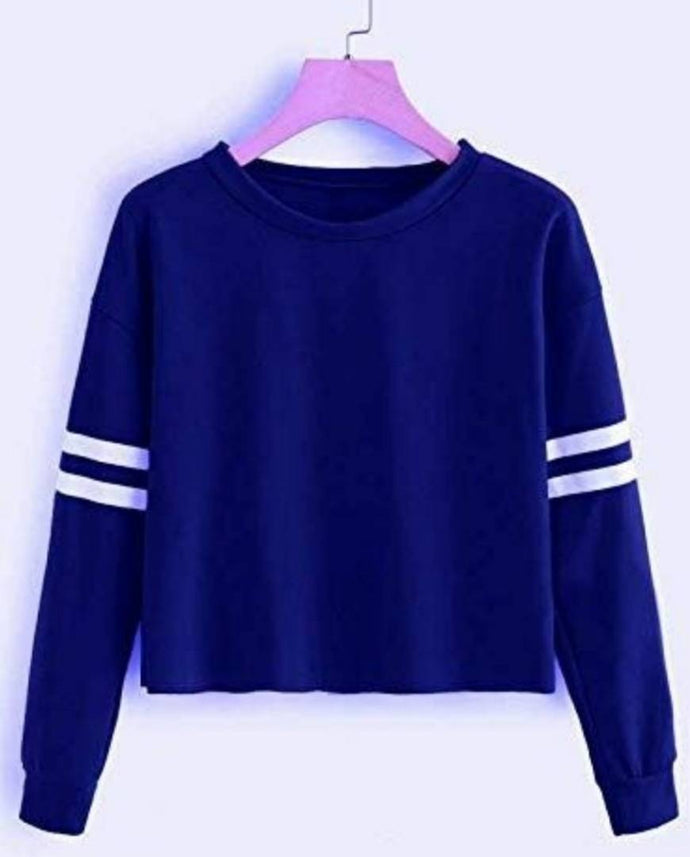 Women's Blue Solid Round Neck T-Shirt