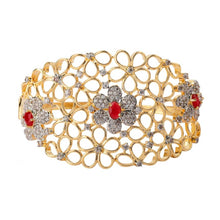 Load image into Gallery viewer, American Diamond Gold Plated Adjustable Bracelet and Finger Ring