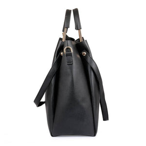 Elegant Black PU Solid Handbags For Women And Girls