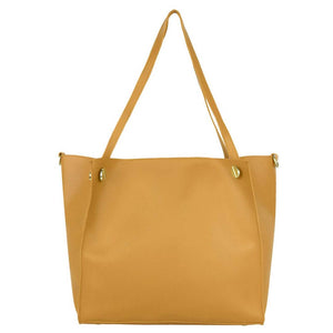 Elegant Yellow PU Solid Handbags For Women And Girls