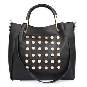 Elegant Black PU Solid Handbags For Women And Girls