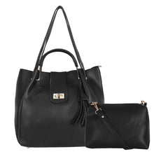 Load image into Gallery viewer, Elegant Black PU Solid Handbags For Women And Girls