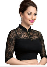 Load image into Gallery viewer, Stylish Cotton Spandex Black Stretchable Blouse