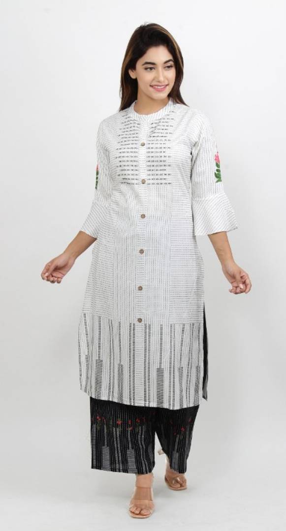 Rayon Printed Palazzo Set with Embroidery Work On Kurti