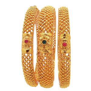 Women's Thushi Red Green Set Of 6 Gold Plated Bangles Fashion Jewellery
