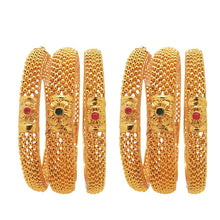 Load image into Gallery viewer, Women&#39;s Thushi Red Green Set Of 6 Gold Plated Bangles Fashion Jewellery