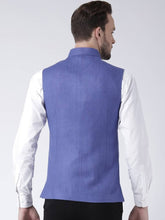 Load image into Gallery viewer, Men&#39;s Blue Wool
 Woven Design Nehru Jackets