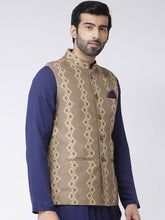 Load image into Gallery viewer, Men&#39;s Khaki Viscose
 Printed Nehru Jackets