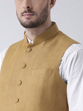 Load image into Gallery viewer, Men&#39;s Beige 
Silk Blend
 Solid
 Nehru Jackets