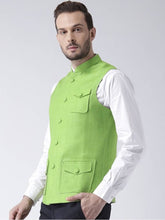 Load image into Gallery viewer, Men&#39;s Green 
Silk Blend
 Solid
 Nehru Jackets