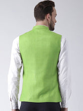 Load image into Gallery viewer, Men&#39;s Green 
Silk Blend
 Solid
 Nehru Jackets