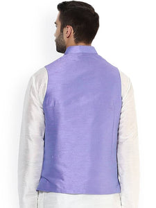 Men's Purple 
Silk Blend
 Solid
 Nehru Jackets