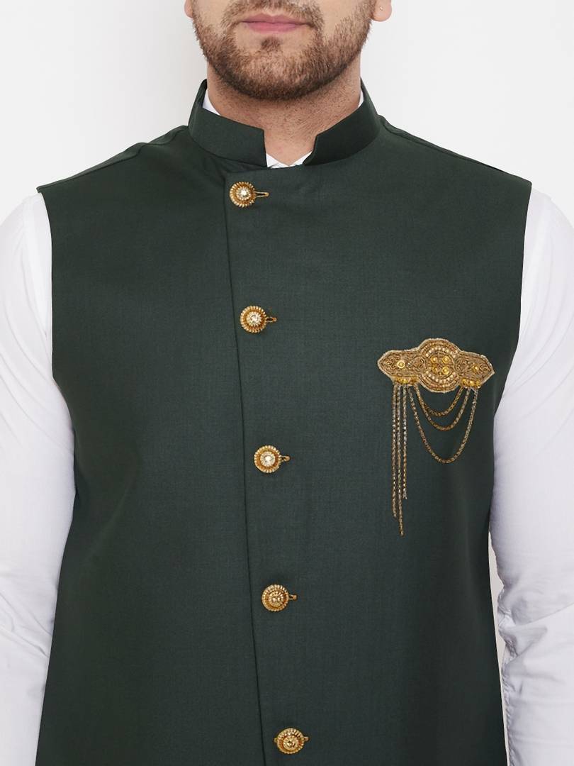 Men's Multicoloured 
Cotton Blend
 Embellished
 Nehru Jackets