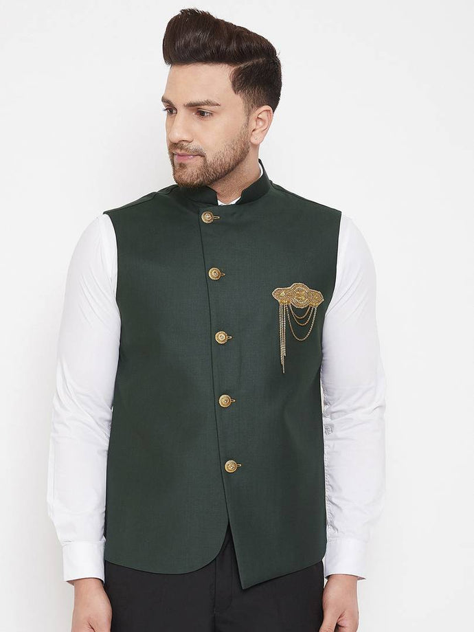 Men's Multicoloured 
Cotton Blend
 Embellished
 Nehru Jackets