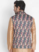 Load image into Gallery viewer, Men&#39;s Grey 
Silk Blend
 Printed Nehru Jackets