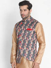Load image into Gallery viewer, Men&#39;s Grey 
Silk Blend
 Printed Nehru Jackets