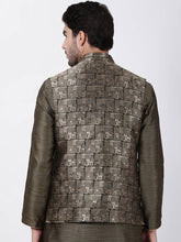 Load image into Gallery viewer, Men&#39;s Black 
Cotton Blend
 Woven Design Nehru Jackets