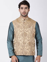 Load image into Gallery viewer, Men&#39;s Beige 
Cotton Blend
 Woven Design Nehru Jackets