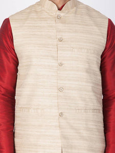 Men's Beige 
Cotton Blend
 Solid
 Nehru Jackets