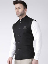 Load image into Gallery viewer, Men&#39;s Black Viscose
 Solid
 Nehru Jackets