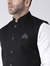 Load image into Gallery viewer, Men&#39;s Black Viscose
 Solid
 Nehru Jackets