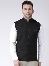 Load image into Gallery viewer, Men&#39;s Black Viscose
 Solid
 Nehru Jackets