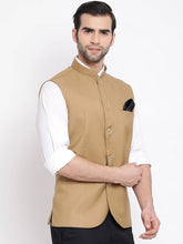 Load image into Gallery viewer, Men&#39;s Brown 
Cotton Blend
 Solid
 Nehru Jackets