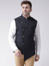 Load image into Gallery viewer, Men&#39;s Black 
Polyester
 Solid
 Nehru Jackets