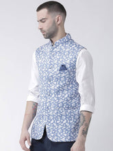 Load image into Gallery viewer, Men&#39;s Blue 
Polyester
 Printed Nehru Jackets
