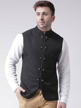Load image into Gallery viewer, Men&#39;s Black Viscose
 Solid
 Nehru Jackets