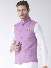 Load image into Gallery viewer, Men&#39;s Purple 
Linen
 Solid
 Nehru Jackets