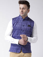 Load image into Gallery viewer, Men&#39;s Blue Viscose
 Printed Nehru Jackets