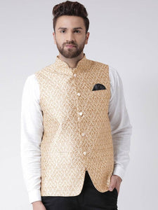 Men's Beige 
Polyester
 Solid
 Nehru Jackets