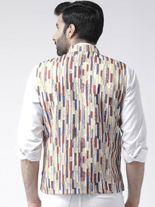 Men's Multicoloured 
Polyester
 Woven Design Nehru Jackets